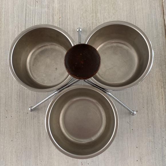 MCM 3 Cup Stainless Steel Condiment Server with Wood Knob - Picture 7 of 8